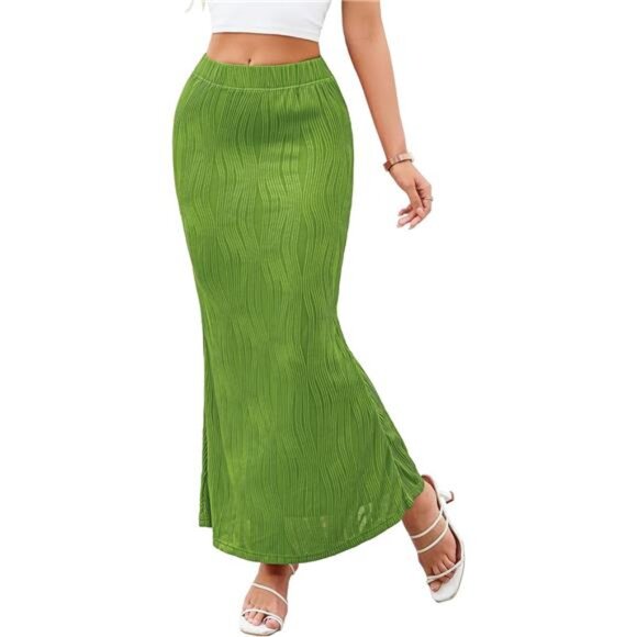 Elegant Maxi Skirts for Women Green - Picture 1 of 6